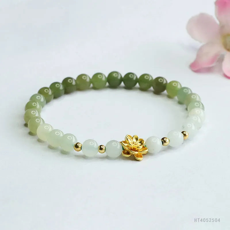 Ancient style water gradient bracelet with 6mm round beads on 17cm hand-woven band