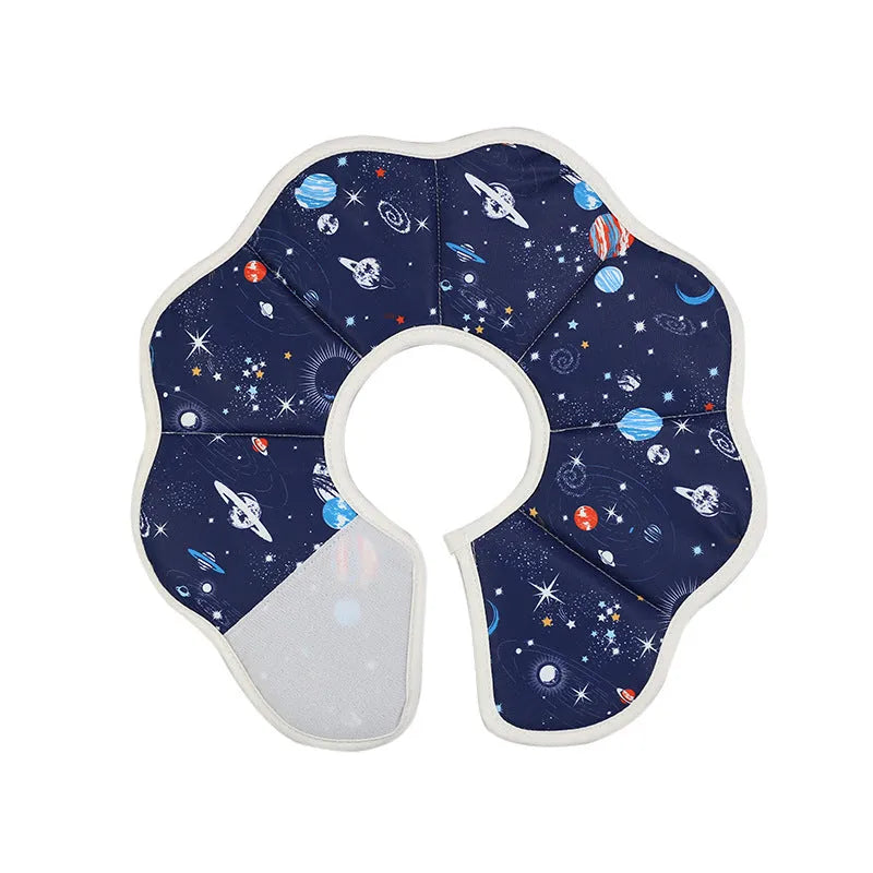 Soft adjustable cat recovery collar in constellation design for post-surgery protection