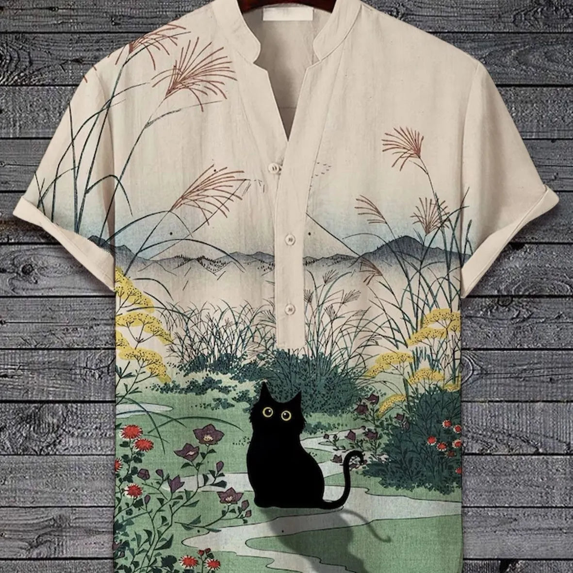 Short sleeve casual shirt with a 3D digital animal pattern print, available in various colours and sizes.