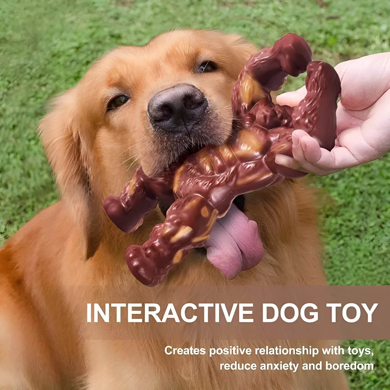 Scarlet red nylon dog chew toy with textured surface for dental cleaning