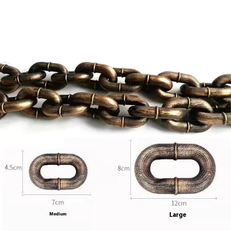PP plastic dog leash simulation rope prop in bronze, antique silver, or black colours for video filming.