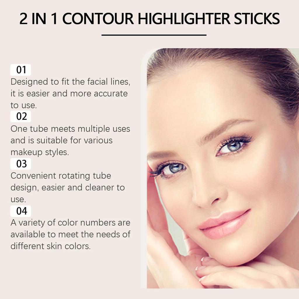 2-in-1 outline highlighter and highlight repair pen for eyebrows, shown in three brown shades.