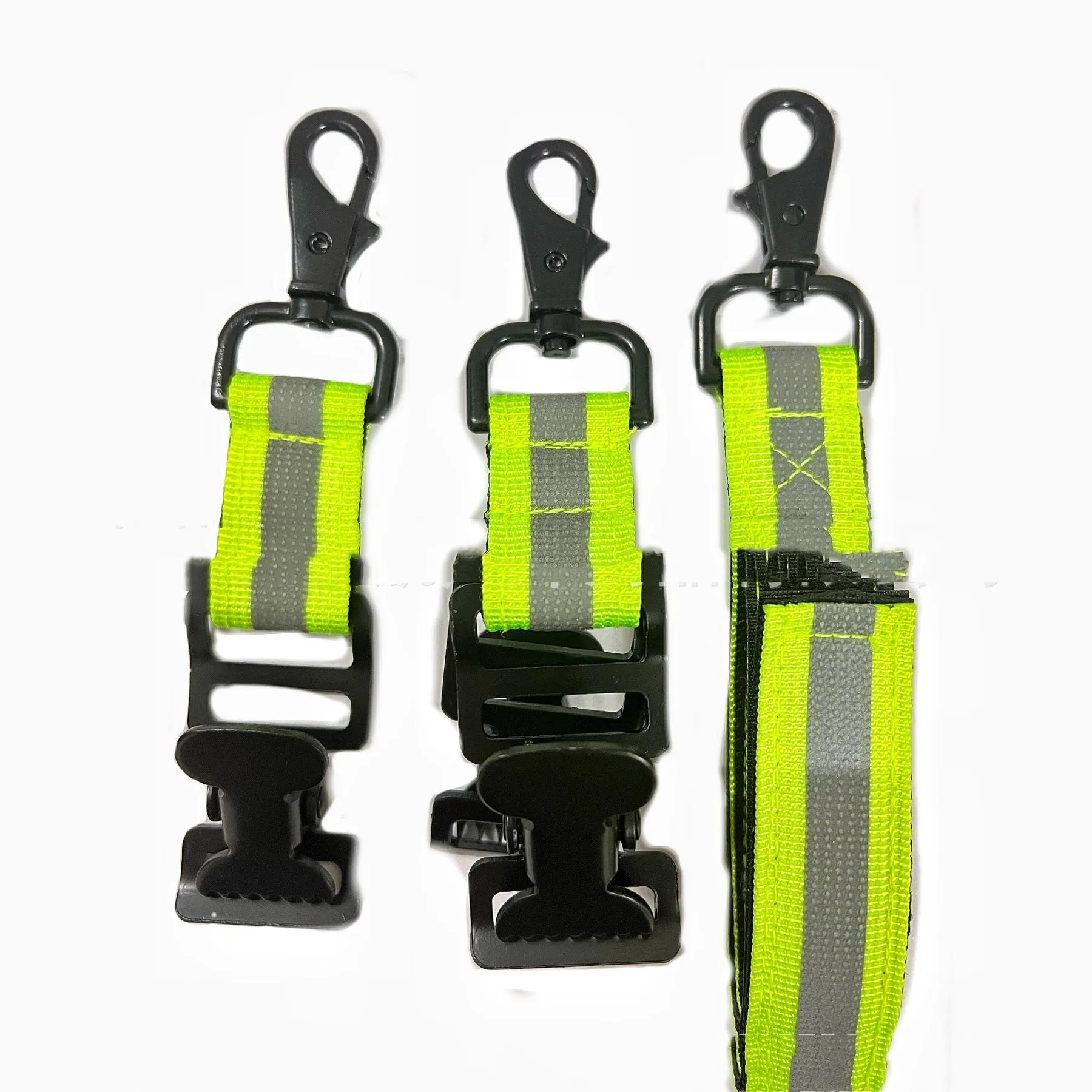 Fluorescent green metal buckle safety clip for fireman gloves with reflective materials