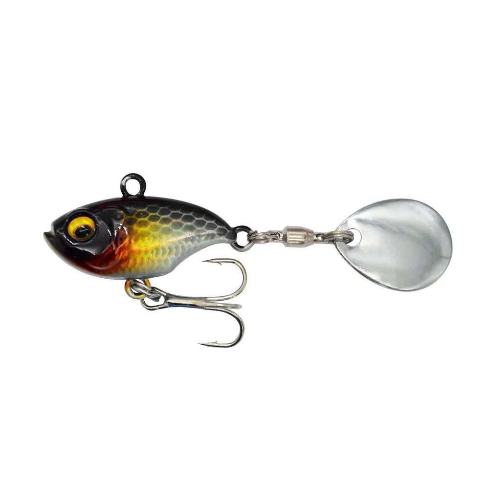 Metal sea fishing iron plate lure with rotating sequin in six colour variations