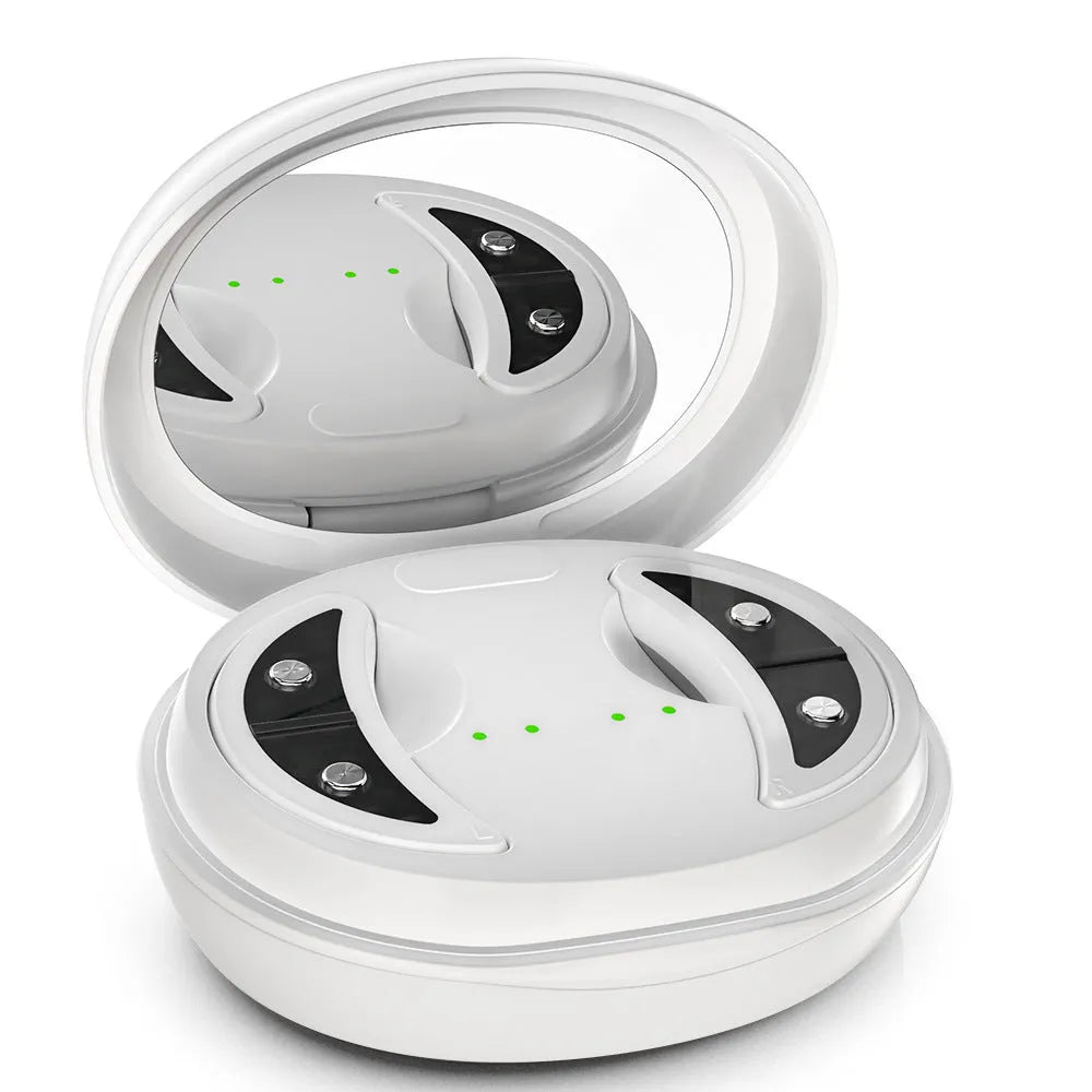 White wireless red light and EMS facial and eye massager beauty device