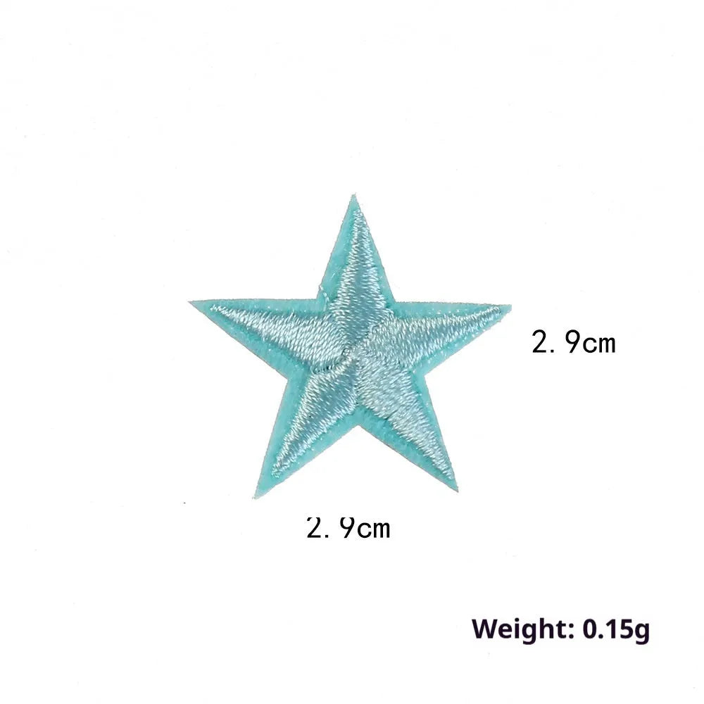 Colourful five-pointed star cloth embroidery stickers for DIY clothing decoration and craft projects