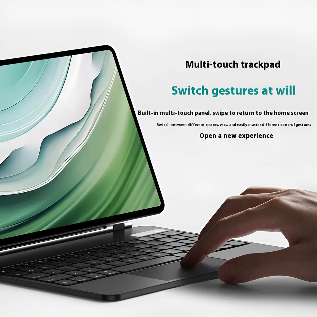 Miaocontrol magnetic wireless keyboard cover for 11-inch Huawei Matepad and Matepad Pro tablets in black.