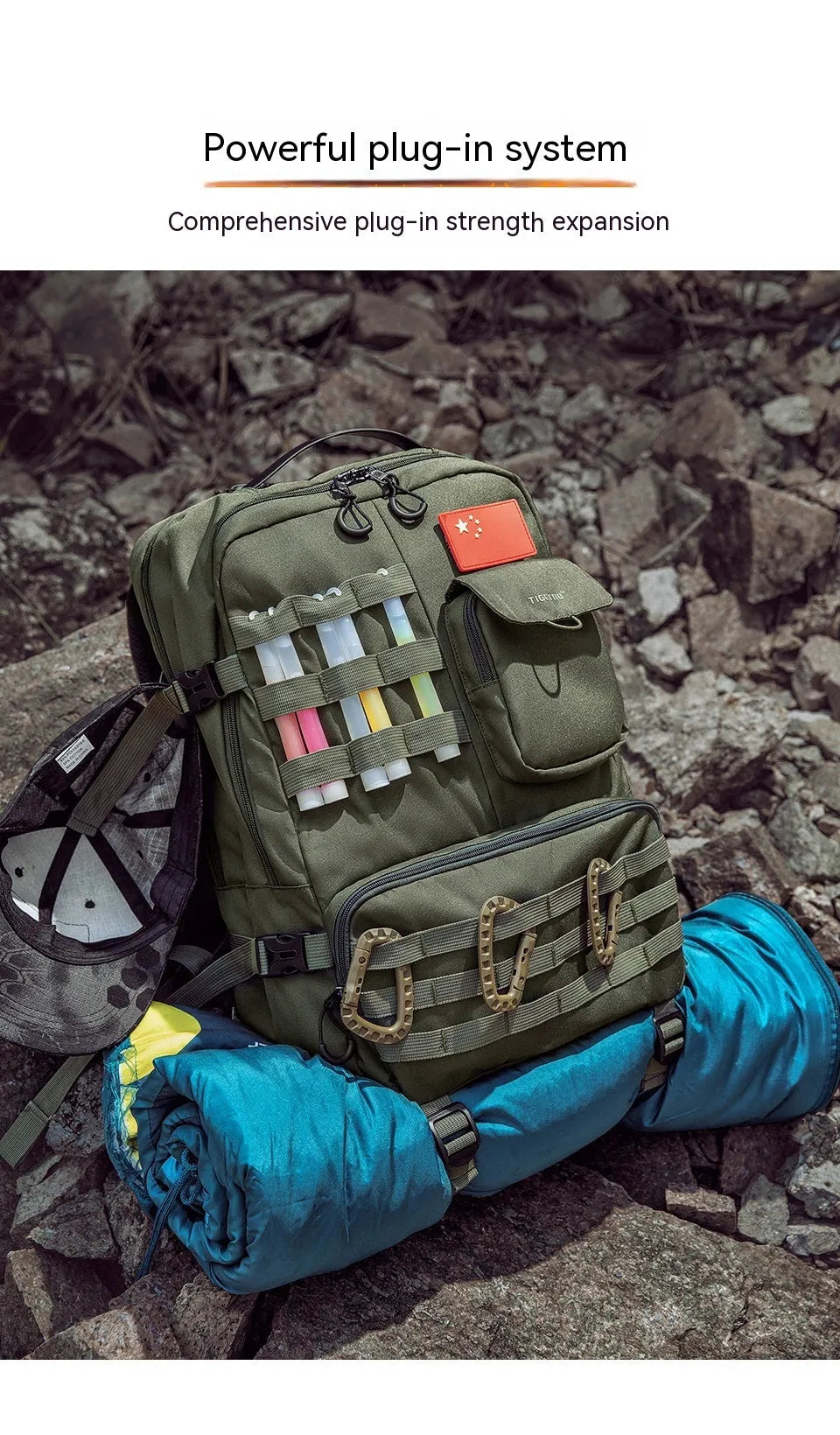 Army Green waterproof tactical backpack with 17-inch size and 20-35L capacity for outdoor sports