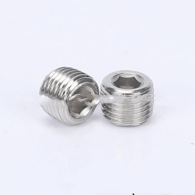 Stainless steel hexagonal head pipe plug for 3/8 series bulkhead fittings.