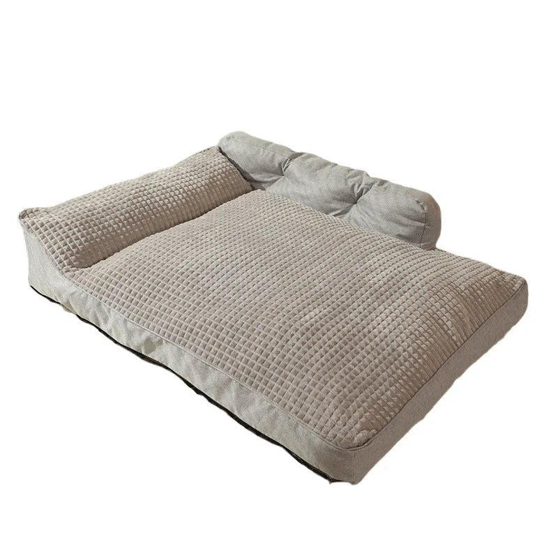 Large dog mattress with removable washable cover in Elegant Gray, showing PP Cotton filling and zippered closure