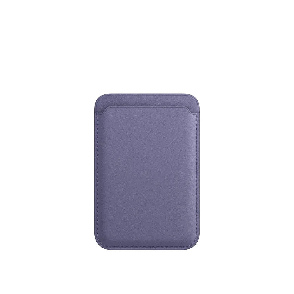 Black magnetic leather card case for iPhone with wallet function and MagSafe compatibility