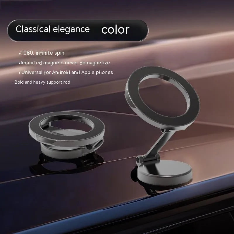 All-metal foldable magnetic car phone mount for dashboard in Qian colour.