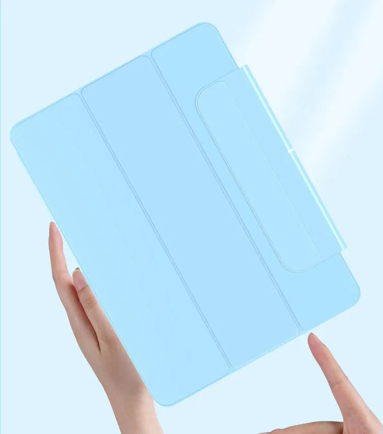 Magnetic acrylic protective shell for iPad with aviation-grade glass and detachable pen slot, black colour