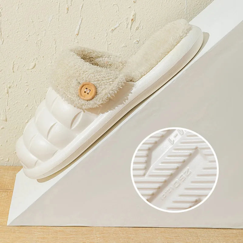 Plaid detachable slippers with plush lining and EVA sole in various colours