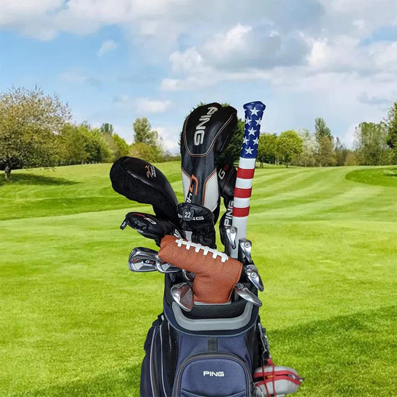 Black PU leather golf push rod sleeve case for club head cover protection
