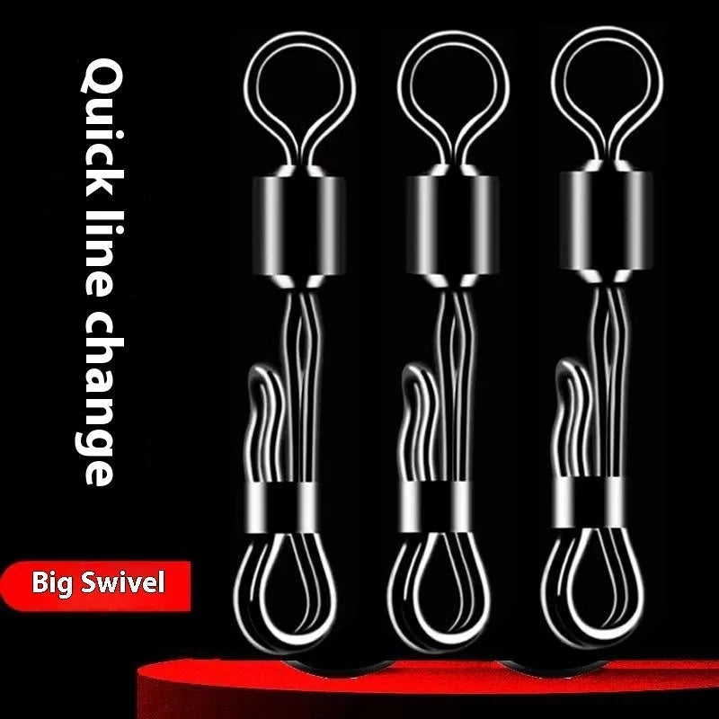 Brass quick change fishing line clamp with barrel swivel bearing and quick release ring