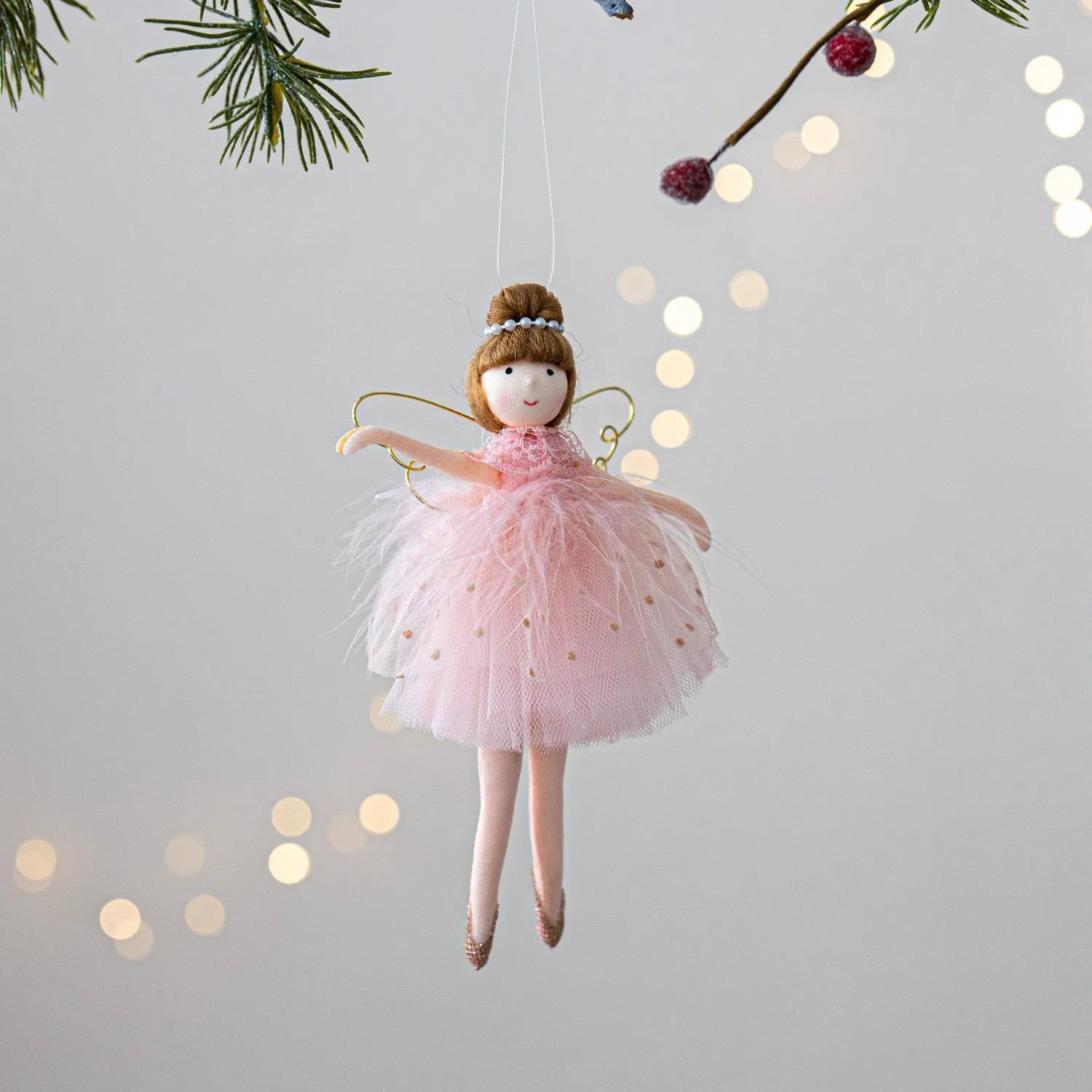 Pink and white cloth ballet girl angel plush doll pendant for decorative display