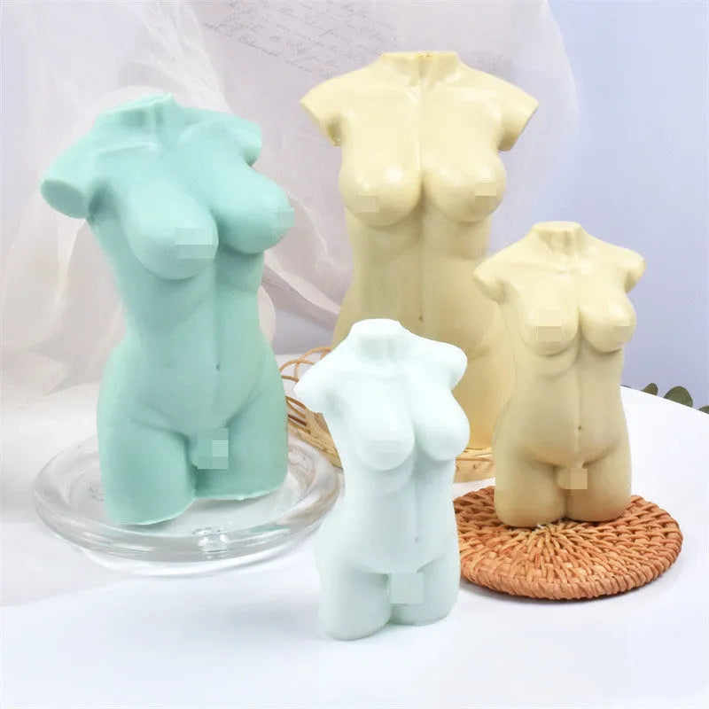 Geometric silicone aromatherapy plaster body candle mould showing 10cm and 14cm height sections