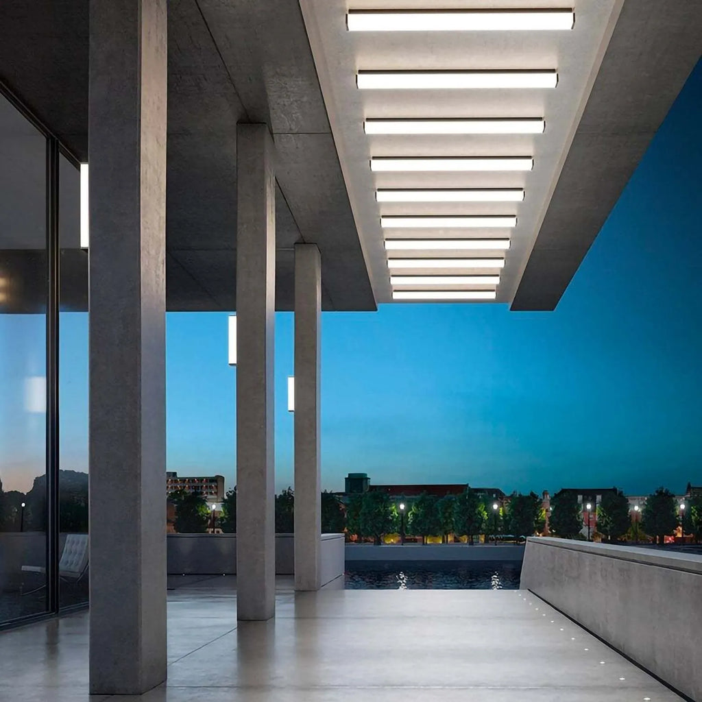 60cm tall stainless steel outdoor wall light with IP65 waterproof rating and integrated LED.