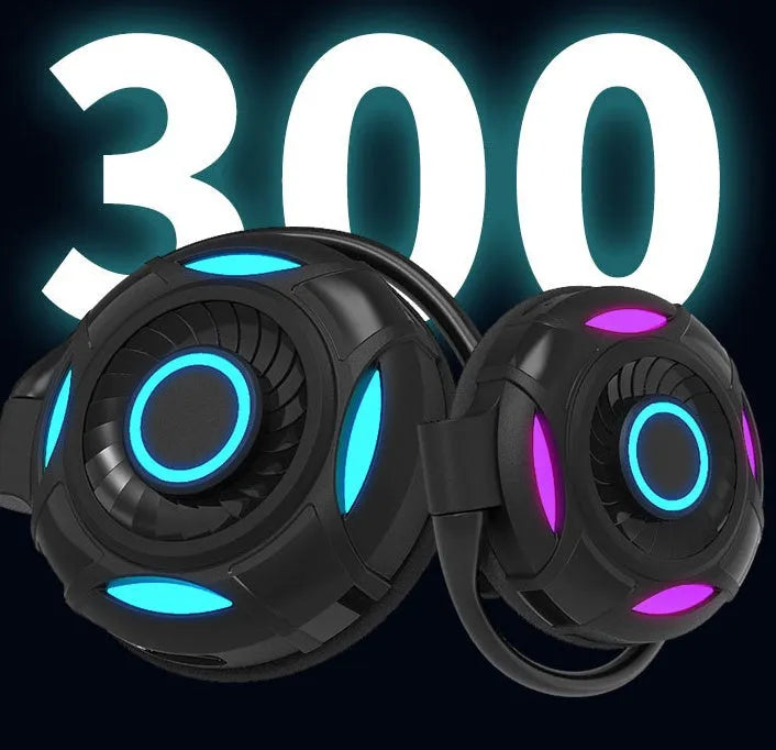 Black wireless Bluetooth earphones with hanging ear design for gaming