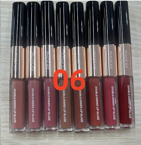 C-L021 double-head lip gloss stick showing separate colour and gloss applicators on opposite ends