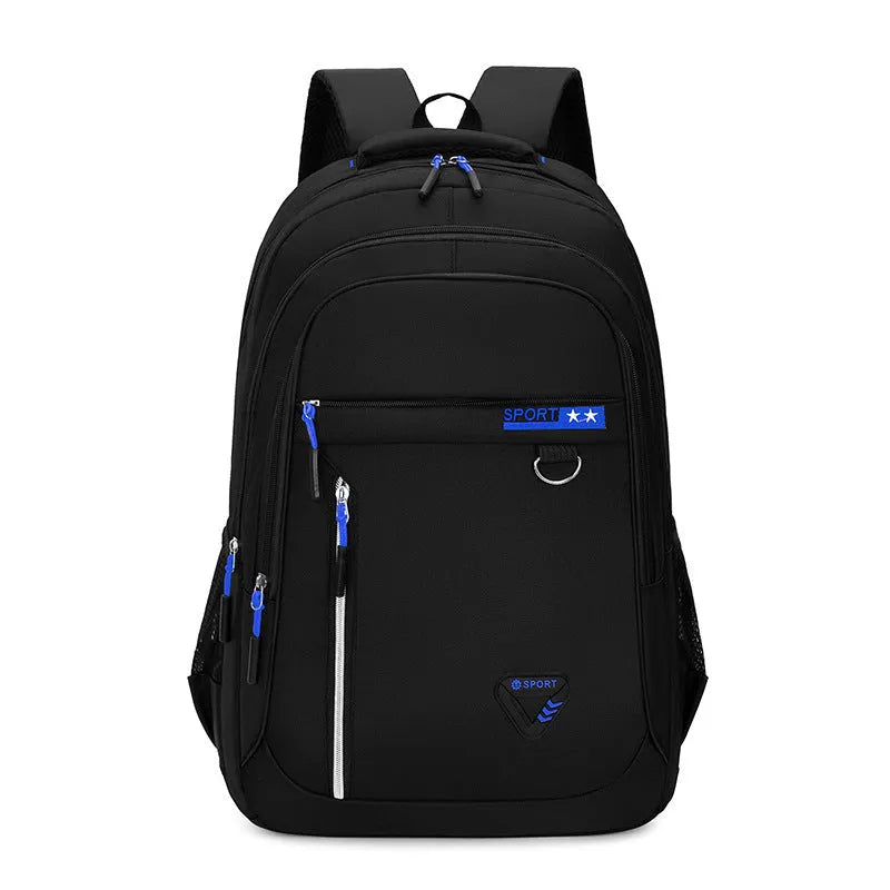 Men's Oxford cloth large capacity schoolbag with air pillow belt system in black, blue, green, or red colours