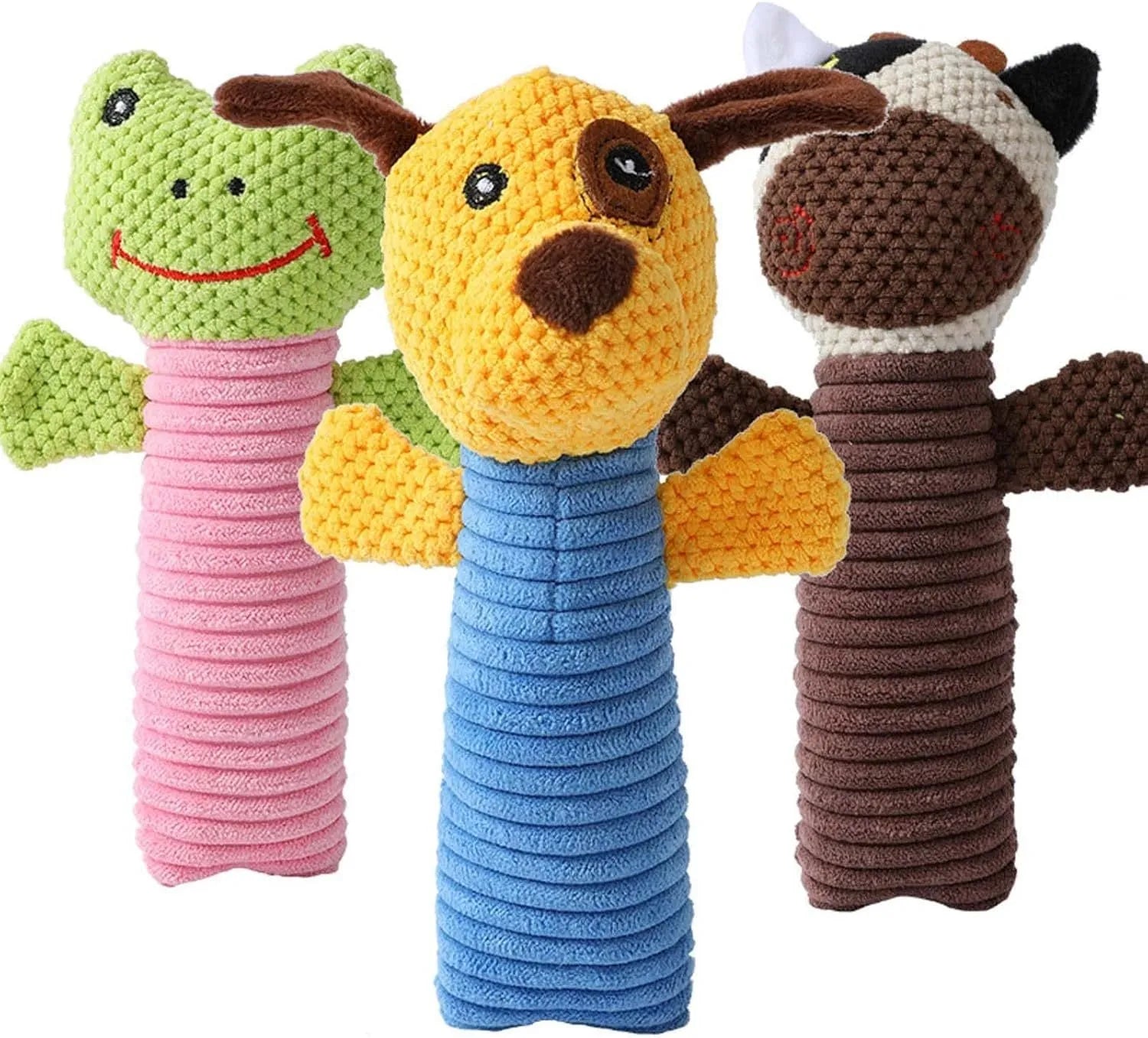 19cm polyester fibre squeaky dog chew toys in calves frogs puppies shapes for dental cleaning