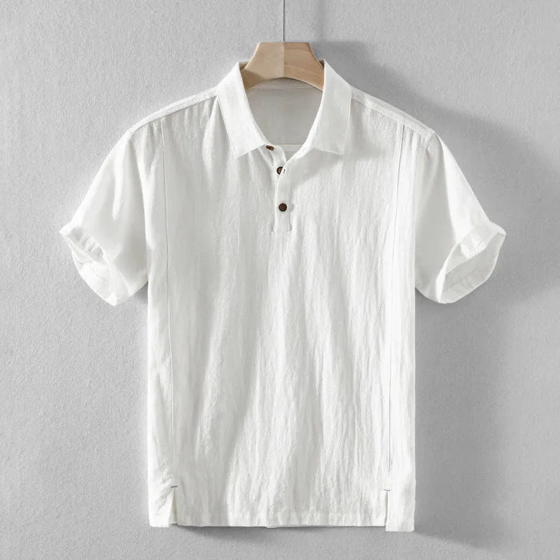 Men's loose fit linen blend casual shirt in solid colour options
