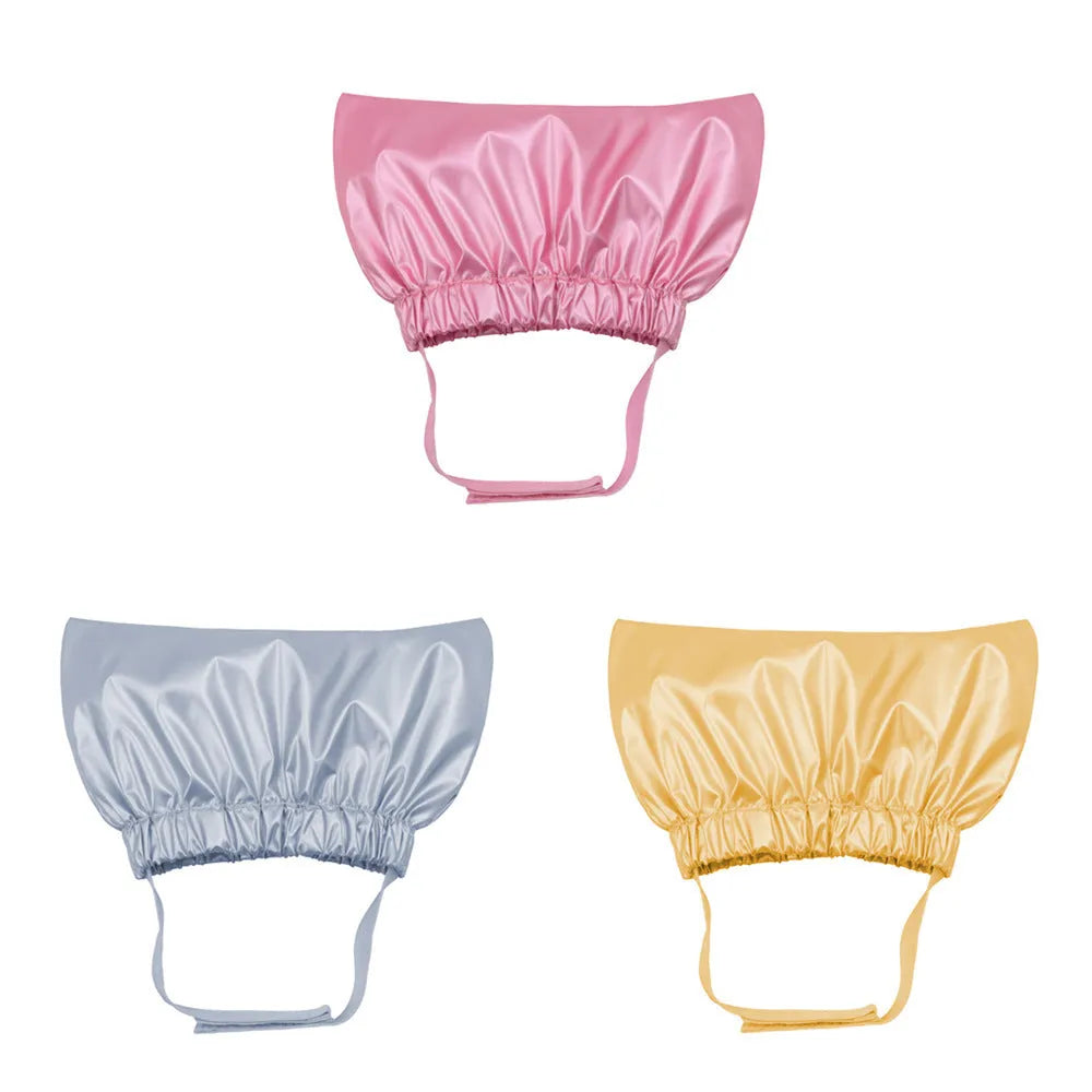 Adjustable pet shower cap in silver, pink or gold colours with waterproof non-woven fabric