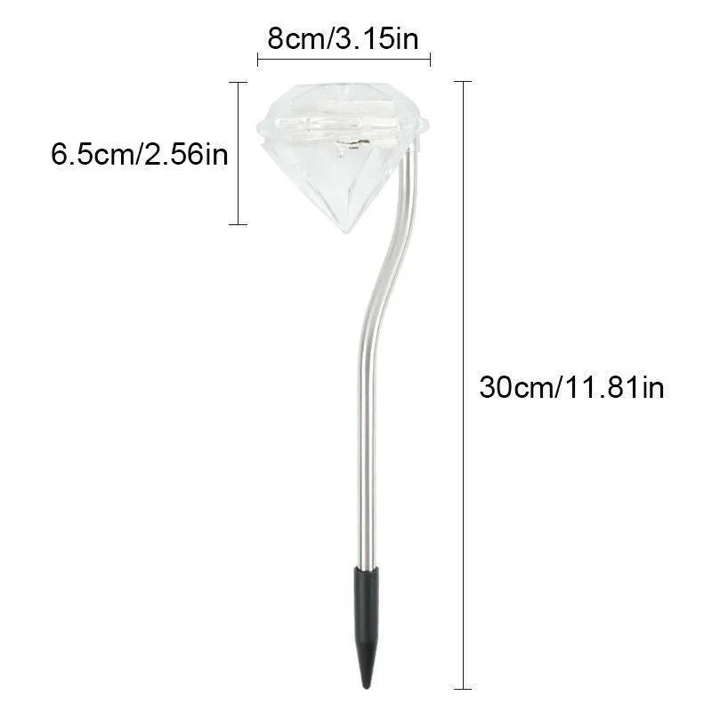 White solar-powered garden spotlight with adjustable head and solar panel on a stake for outdoor installation.