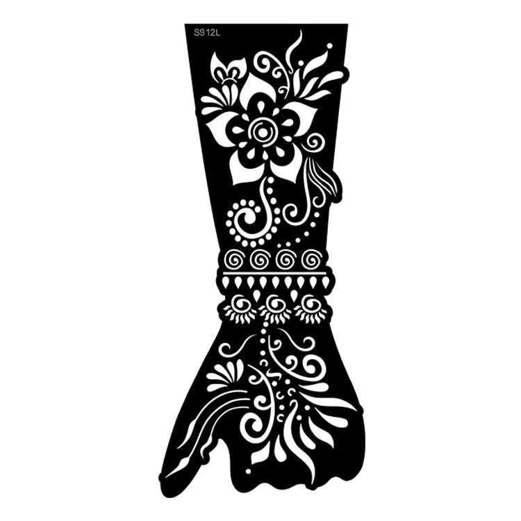 Geometric hollow template tattoo stickers showing intricate cut-out patterns for tattoo stencil applications