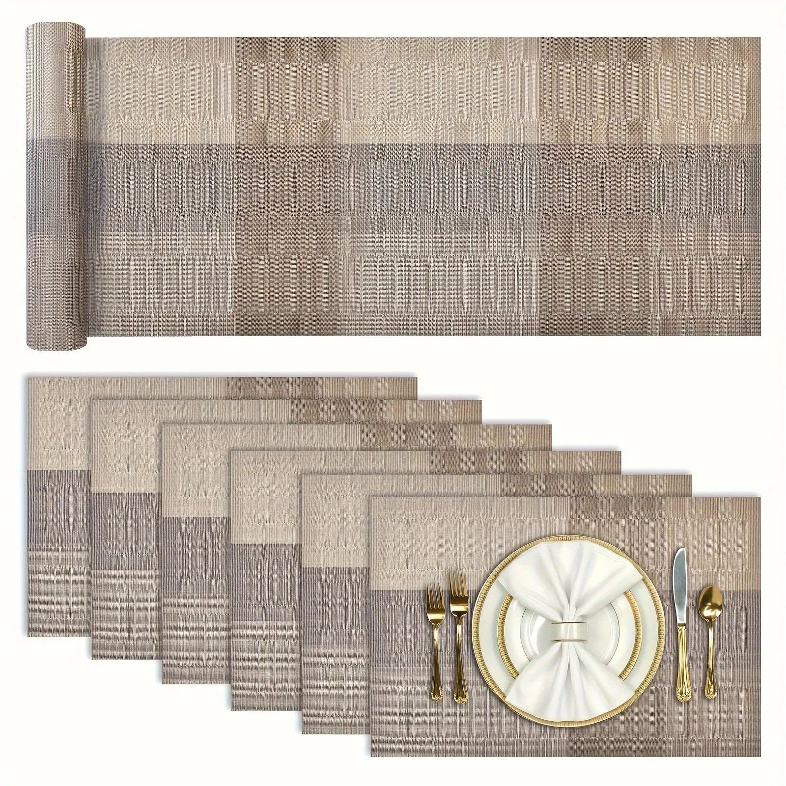 Modern PVC kitchen sink mat in a gradient bamboo colour on a countertop, showing its non-slip texture and size.