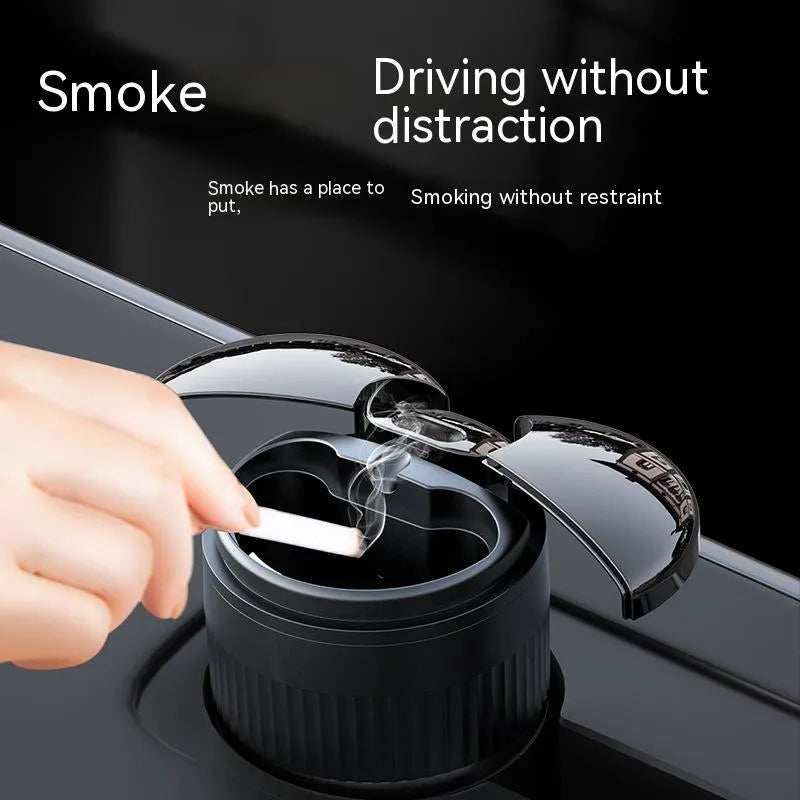 Metal smart infrared car ashtray with automatic sensing and touch lid in black colour