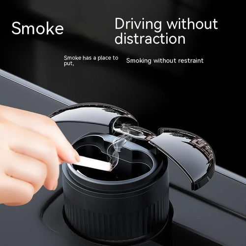 Metal smart infrared car ashtray with automatic sensing and touch lid in black colour