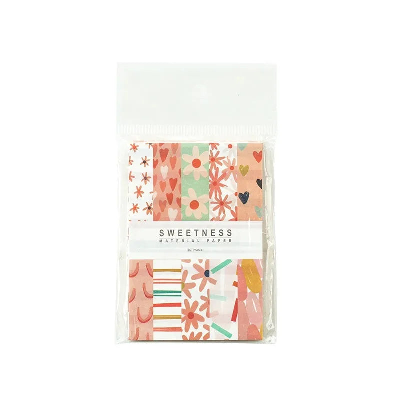 Pack of 50 retro dessert-themed note papers in ten food colours, each 56mm by 83mm.