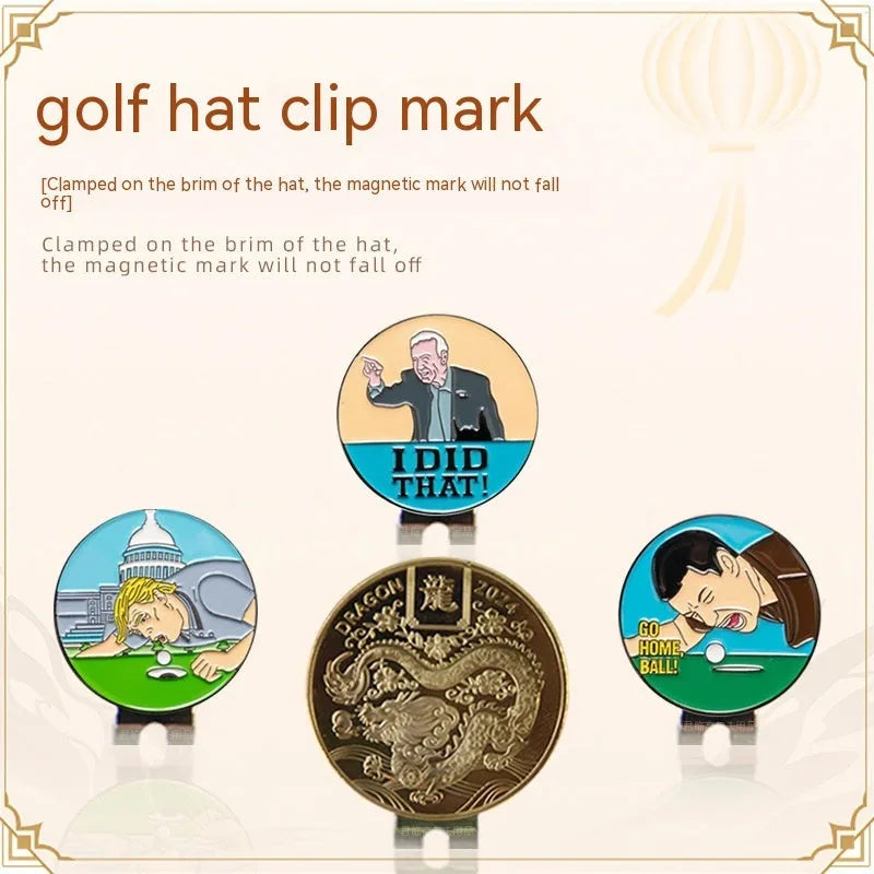 Zinc alloy personalised hat clip for golf with dragon year and IDID designs.
