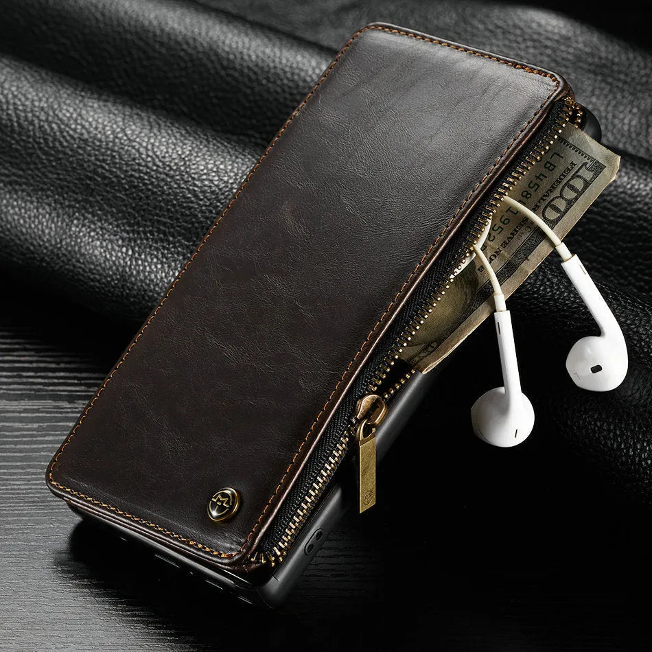 Leather flip phone case for Samsung Galaxy Note 9 in black, brown and red colours