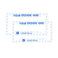 Pair of aluminium four-hole license plate holders with custom eagle pattern on black background