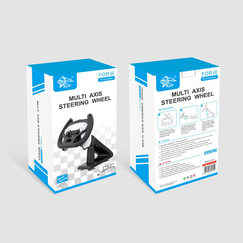 Black ABS plastic gamepad steering wheel bracket with suction cup for mounting a mobile phone.