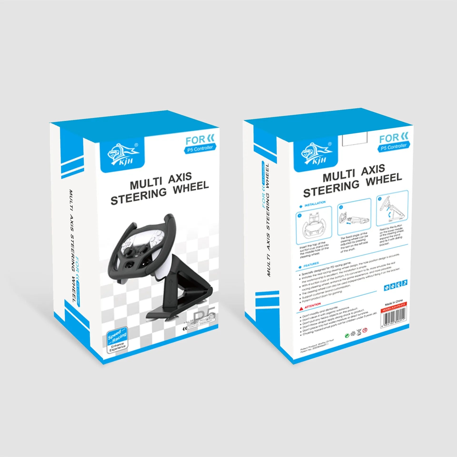 Black ABS plastic gamepad steering wheel bracket with suction cup for mounting a mobile phone.