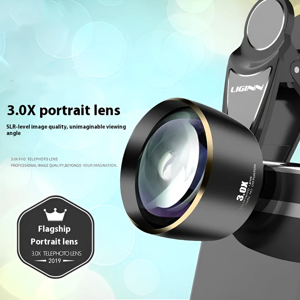 3.0X HD telephoto portrait lens for smartphone with 85mm focal length in charming black