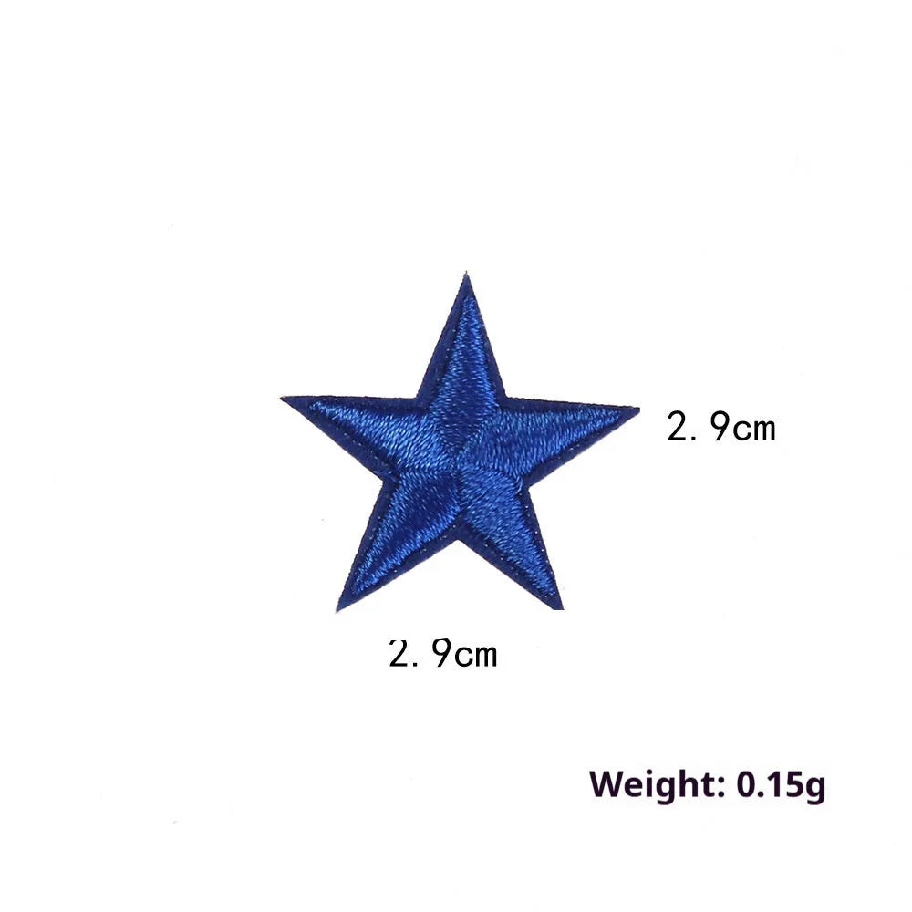 Colourful five-pointed star cloth embroidery stickers for DIY clothing decoration and craft projects