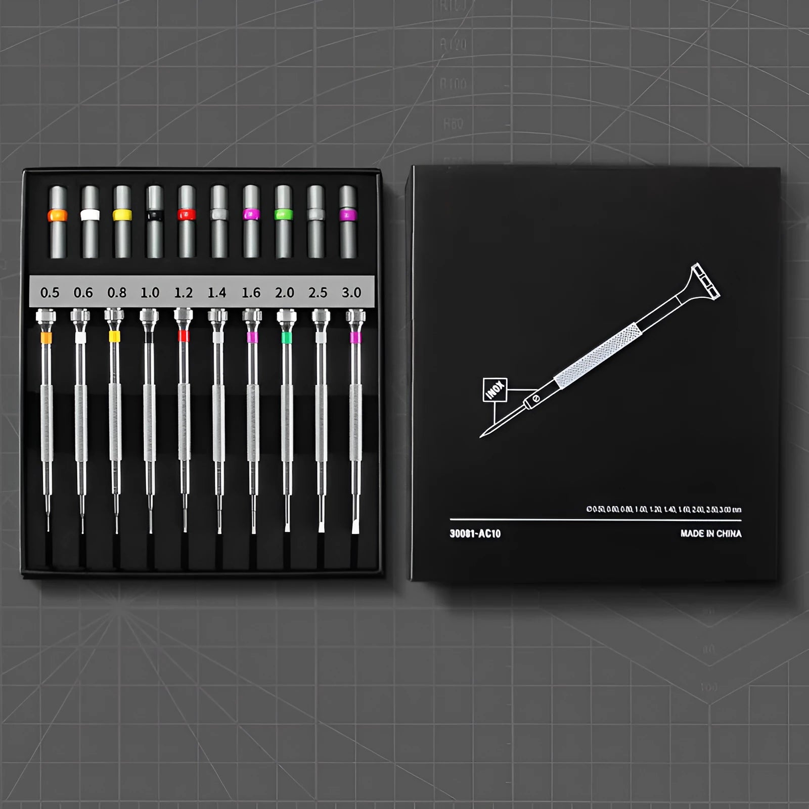 Watch repair tools precision screwdriver set with 10 pieces and 20 spare drill bits