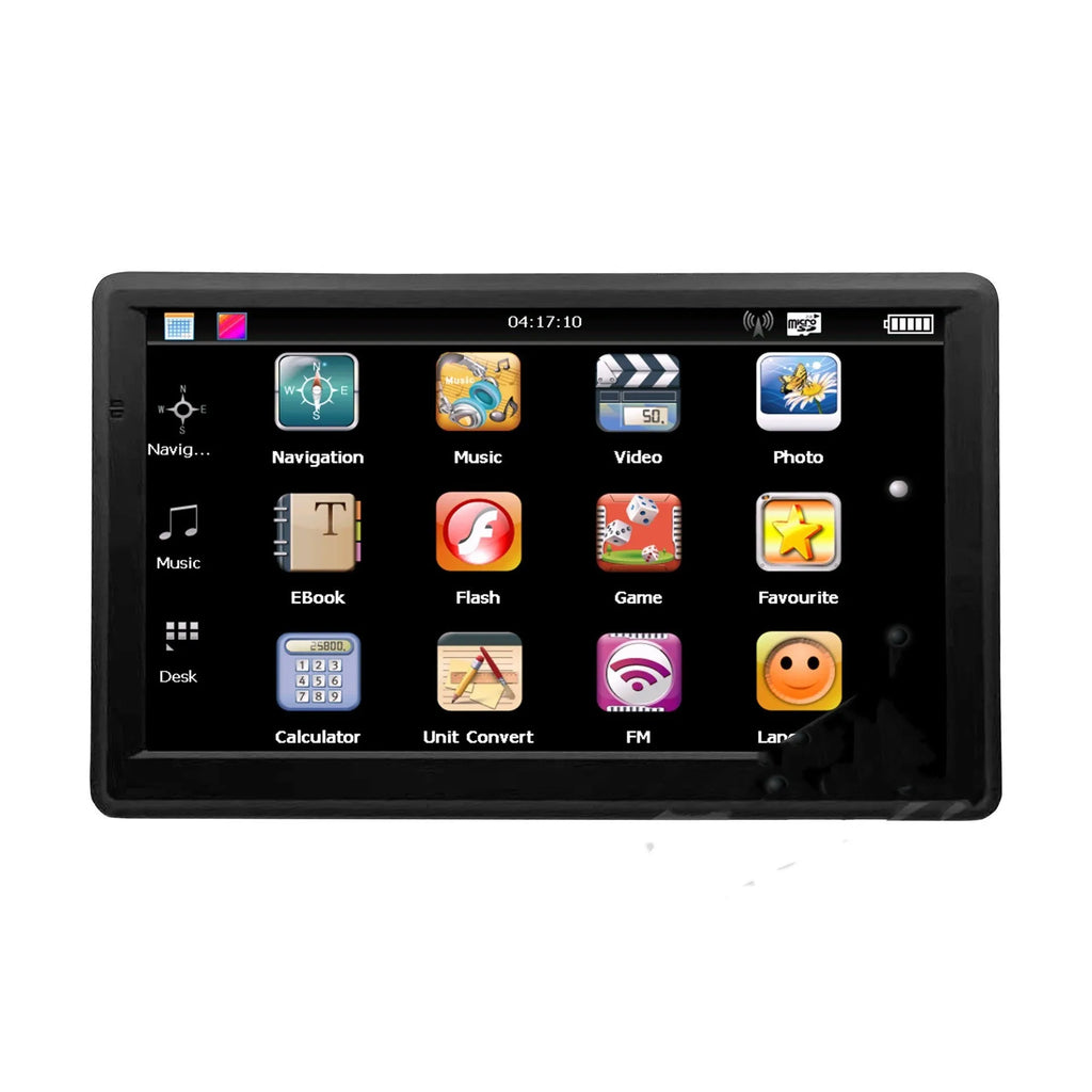 7 inch portable car GPS navigation device with touch screen display and vehicle mounting bracket