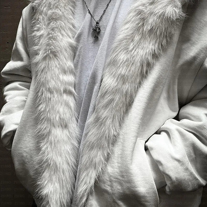 Casual baggy coat cardigan in black or white with long sleeves and loose fit