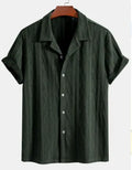 Men's loose casual beachwear shirt in solid colour with short sleeves and cardigan style