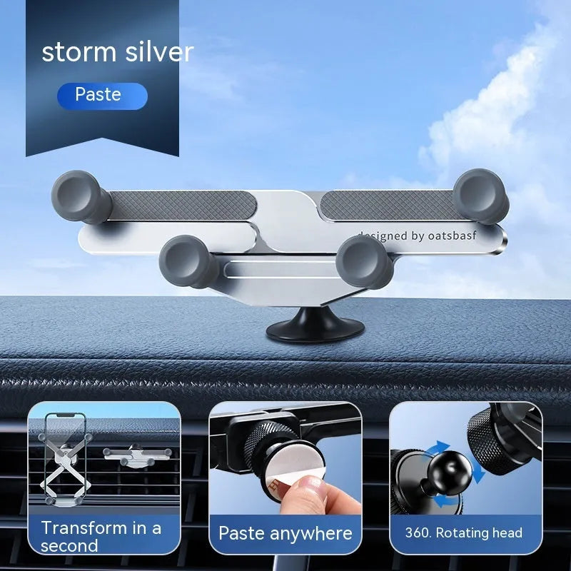Invisible alloy car mobile phone holder for air vent mounting with snap-on installation
