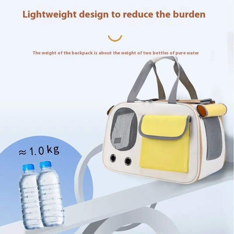 Foldable single shoulder pet carrier backpack in canvas material with large capacity