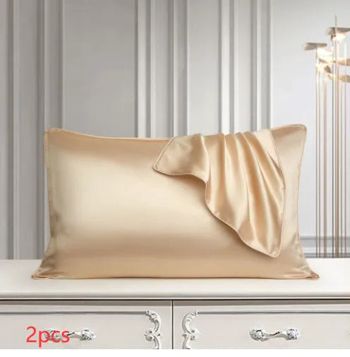 100% mulberry silk single pillowcase in 48x74cm size with inlaid rope weave, shown in Bean Paste Purple.