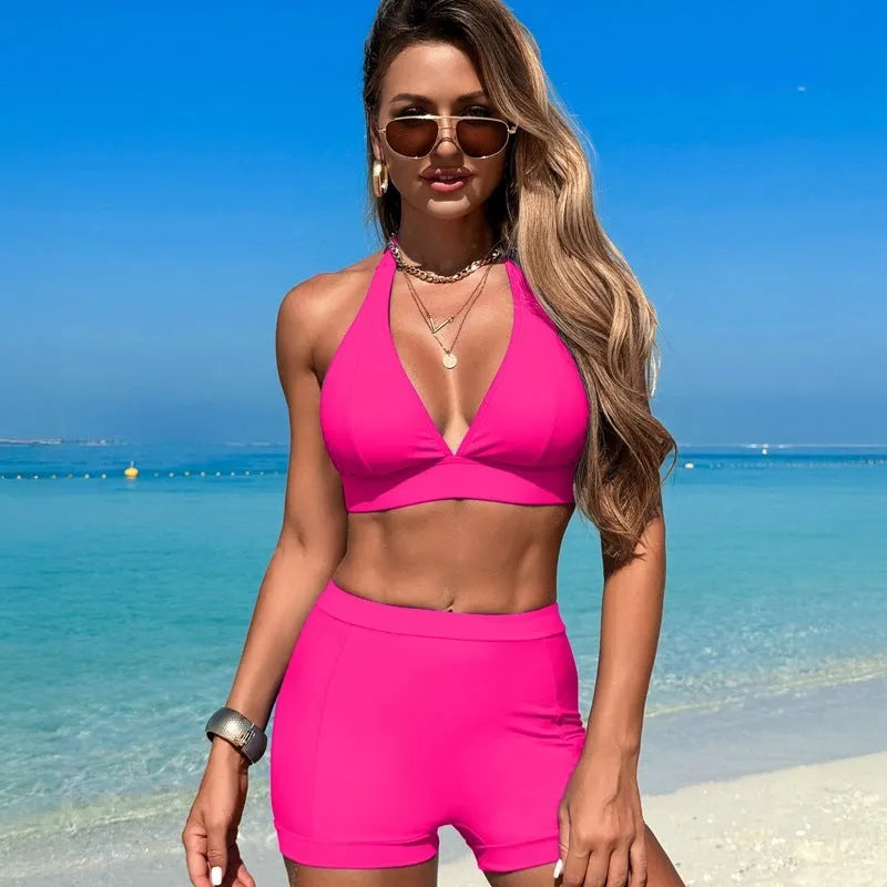 Women's nylon swimsuit bikini in multiple colours for swimming and hot spring use